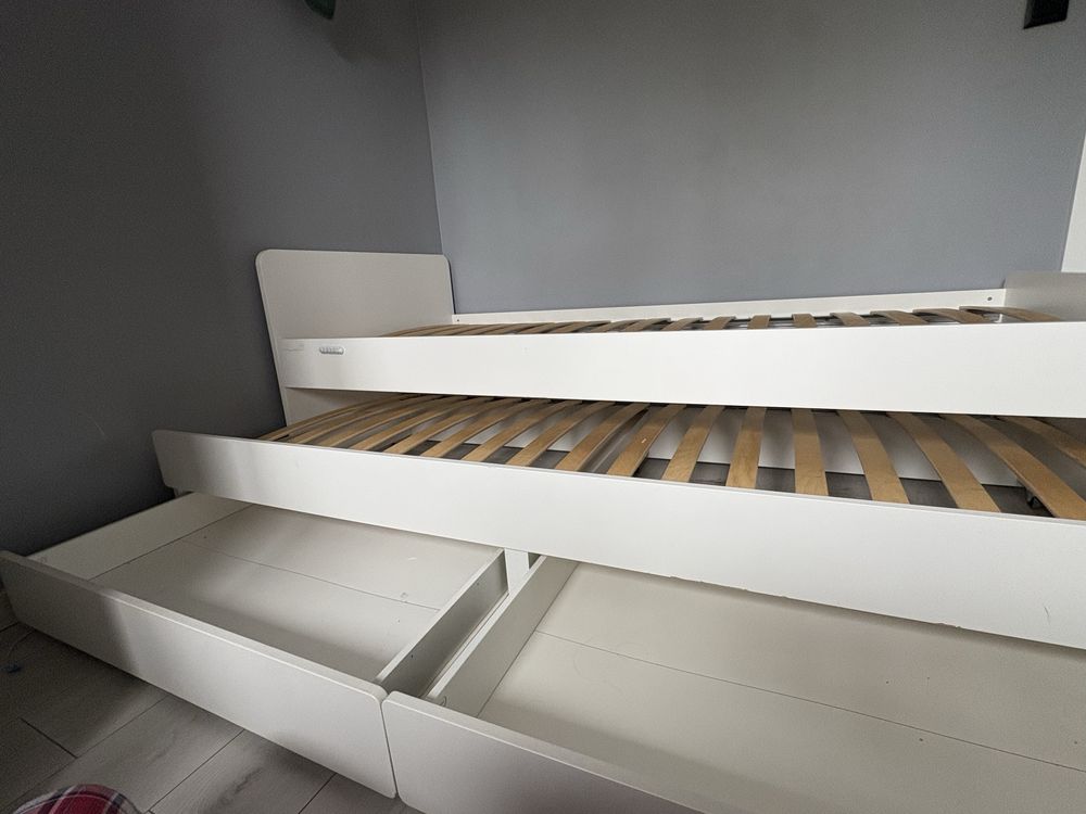 SLÄKT Rama łóżka z łóżkiem dolnym/pojem, biały, 90x200 cm