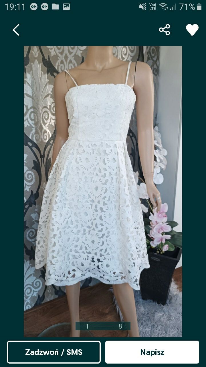 Chi Chi sukienka biała ażurowa elegancka koronka