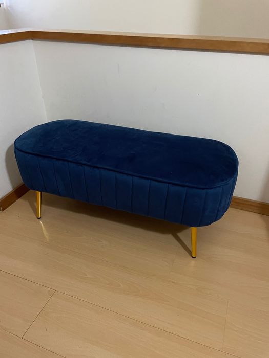 Banco alcochoado veludo azul