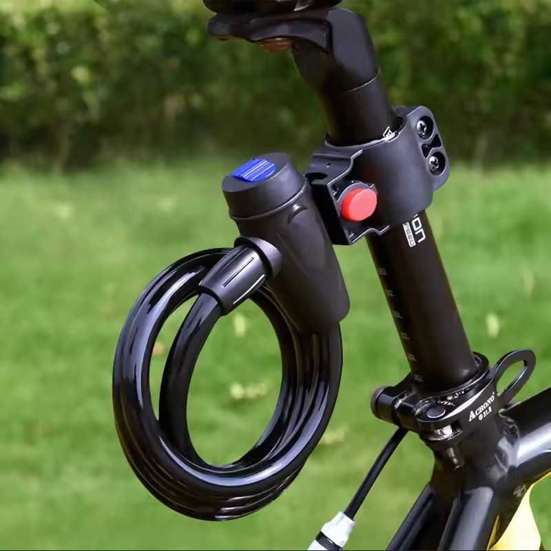 Zapięcie rowerowe spiralne na kluczyk z uchwytem blokada rowerowa