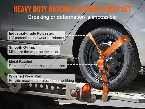 4 Pasy transportowe mocujące koła do auto lawety kół samochod z hakami