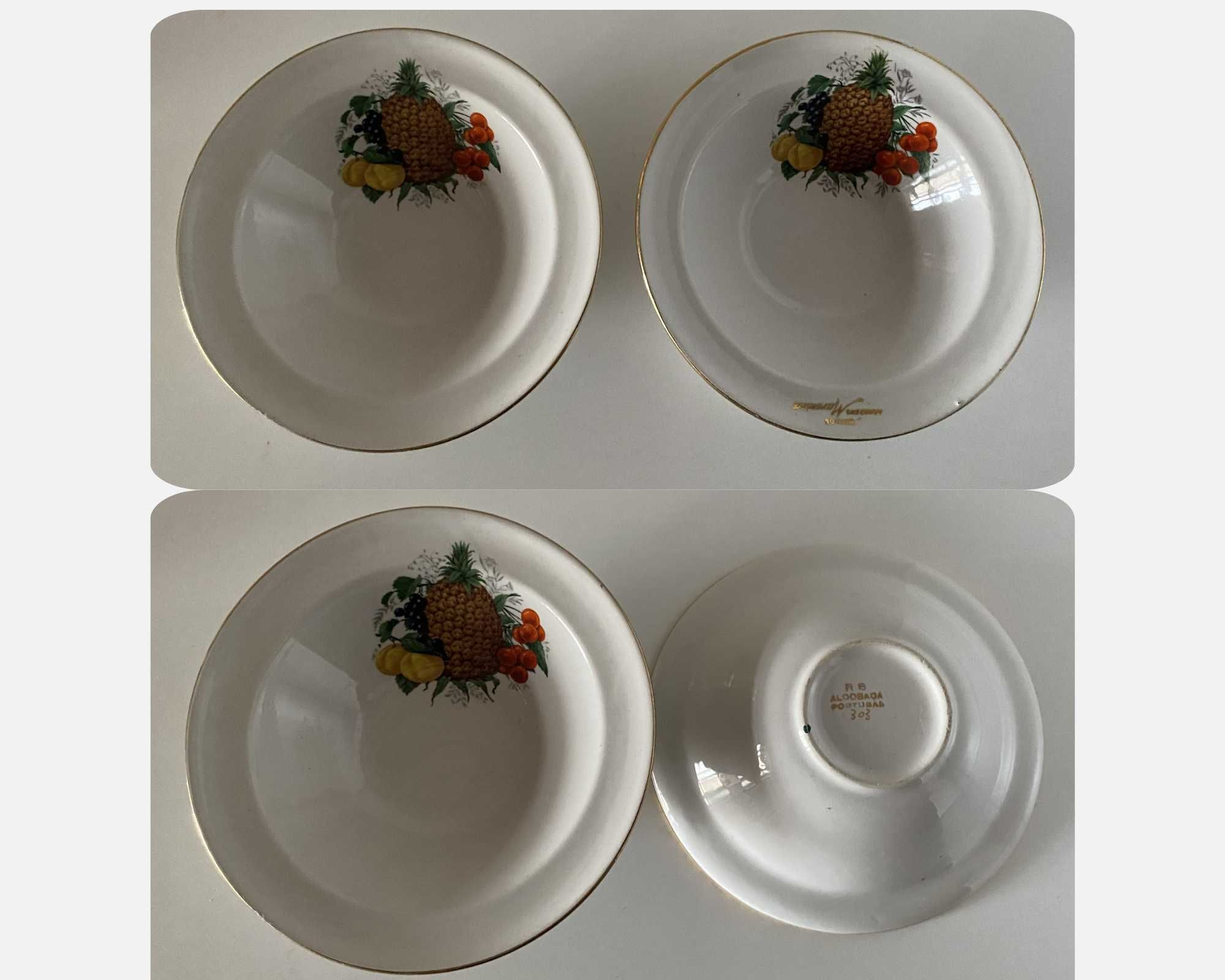 Louças antigas com estampa de frutas