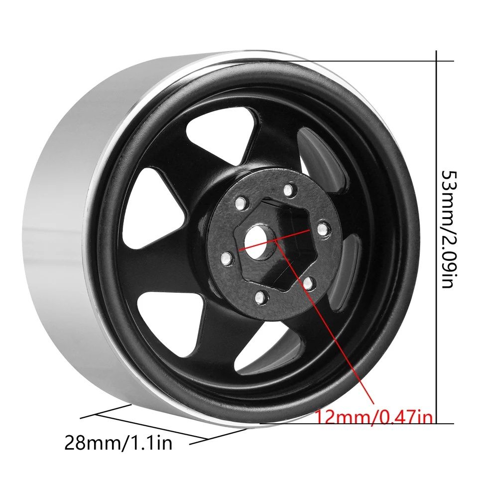 4 metalowe felgi beadlock rc 1.9" -8,9mm czarne TRX SCX AMEWI FMS MST