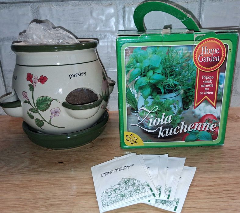 Zioła Kuchenne HOME GAREDEN 6 Ziół w Ślicznej Ceramicznej Doniczce