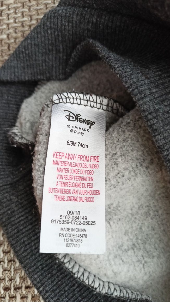 Bluza ciepła Mickey Disney Primark rozm. 74 (6-9 m.)
