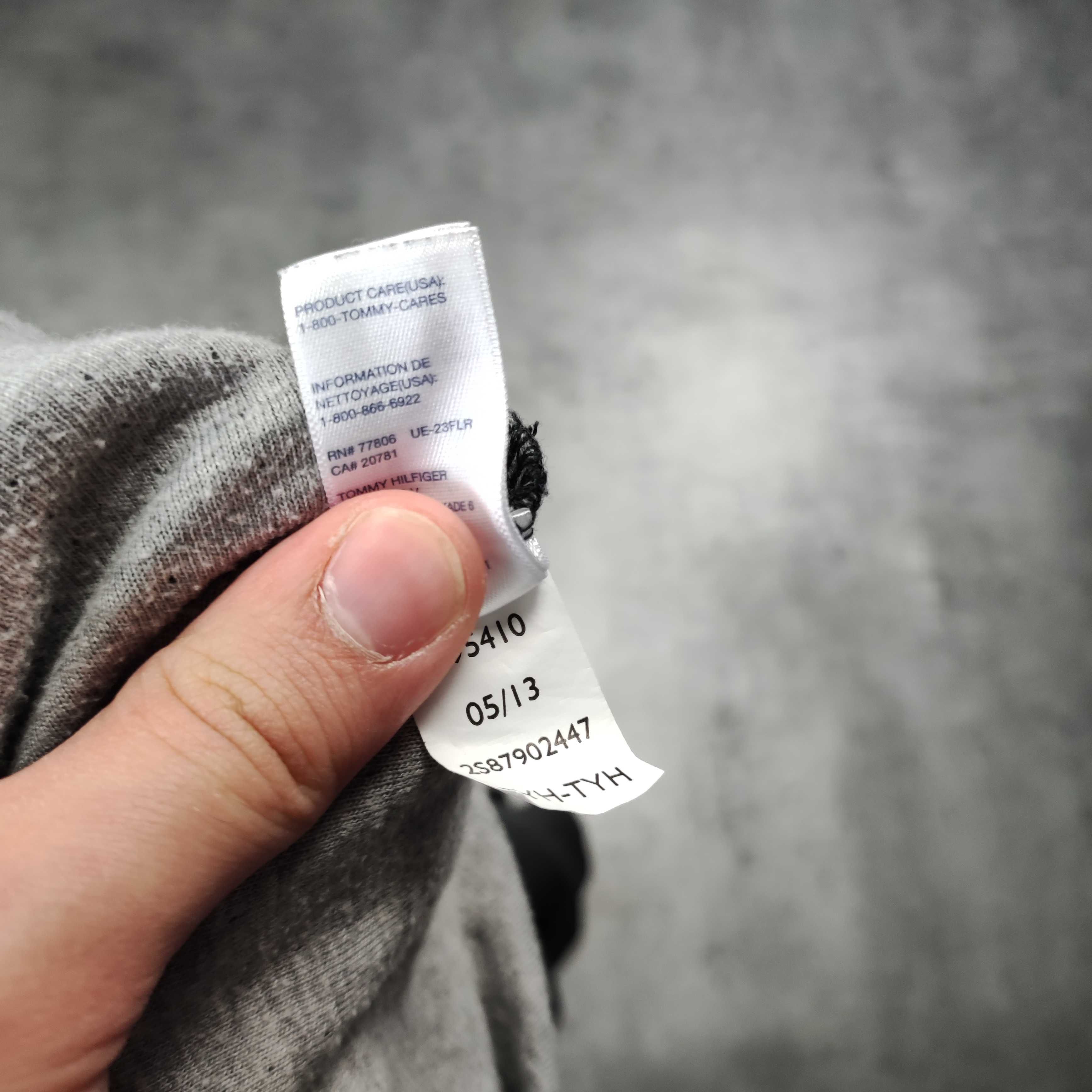 MĘSKA Lekka Bluza z Kapturem Hoodie Ciemno Szara Tommy Hilfiger Haft