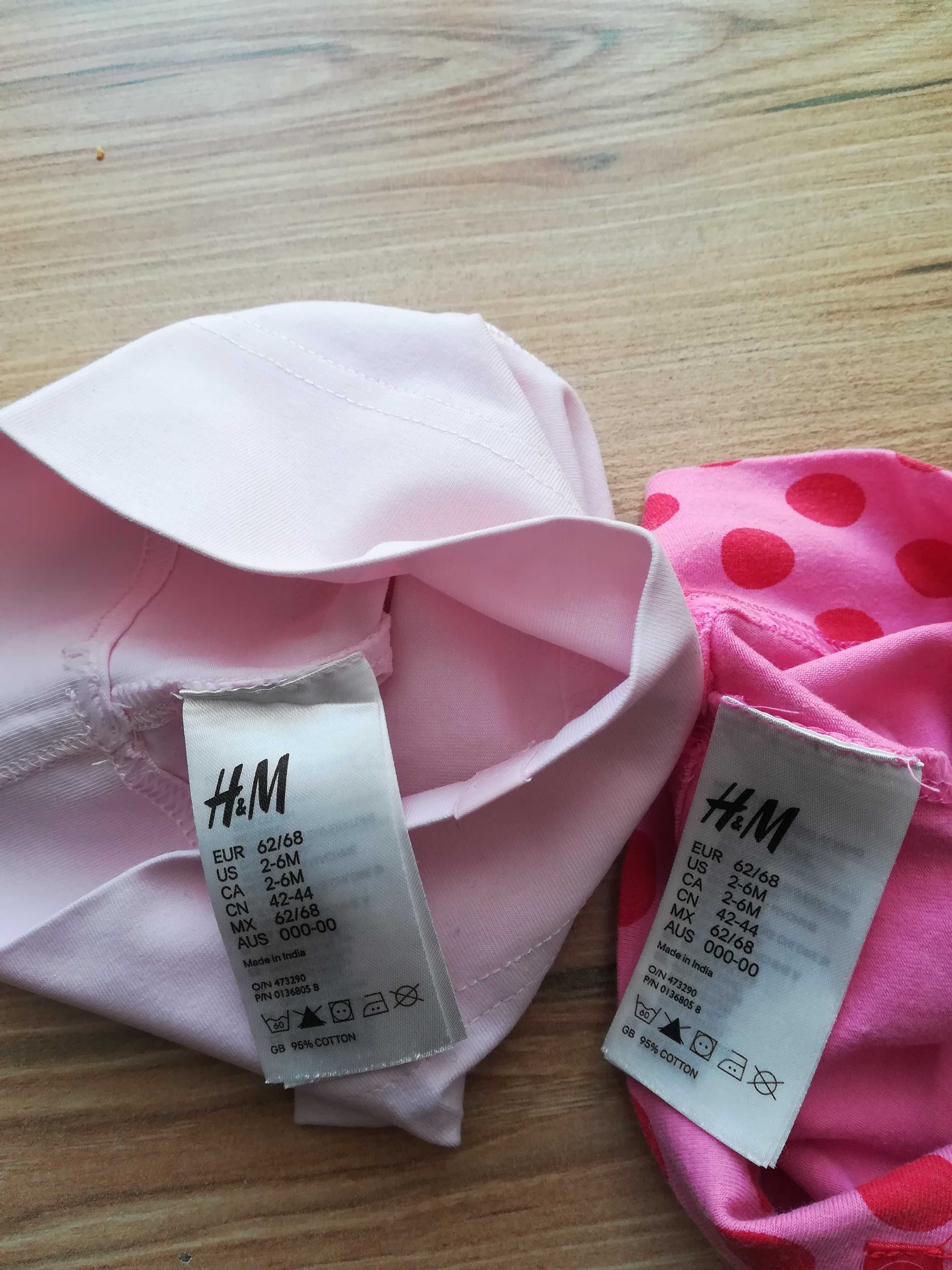 H&M 2szt. czapeczki dla dziewczynki 62/68 do roczku