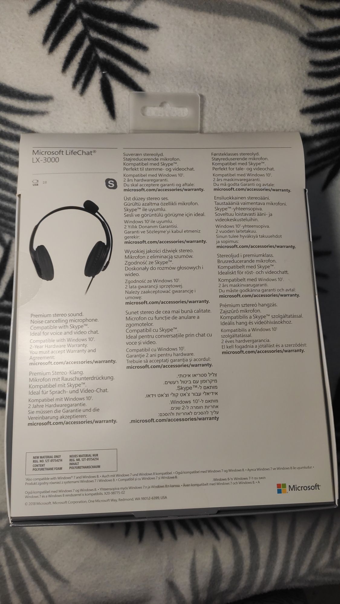 Słuchawki Microsoft LifeChat LX-3000. Przewodowe z mikrofonem, nowe.