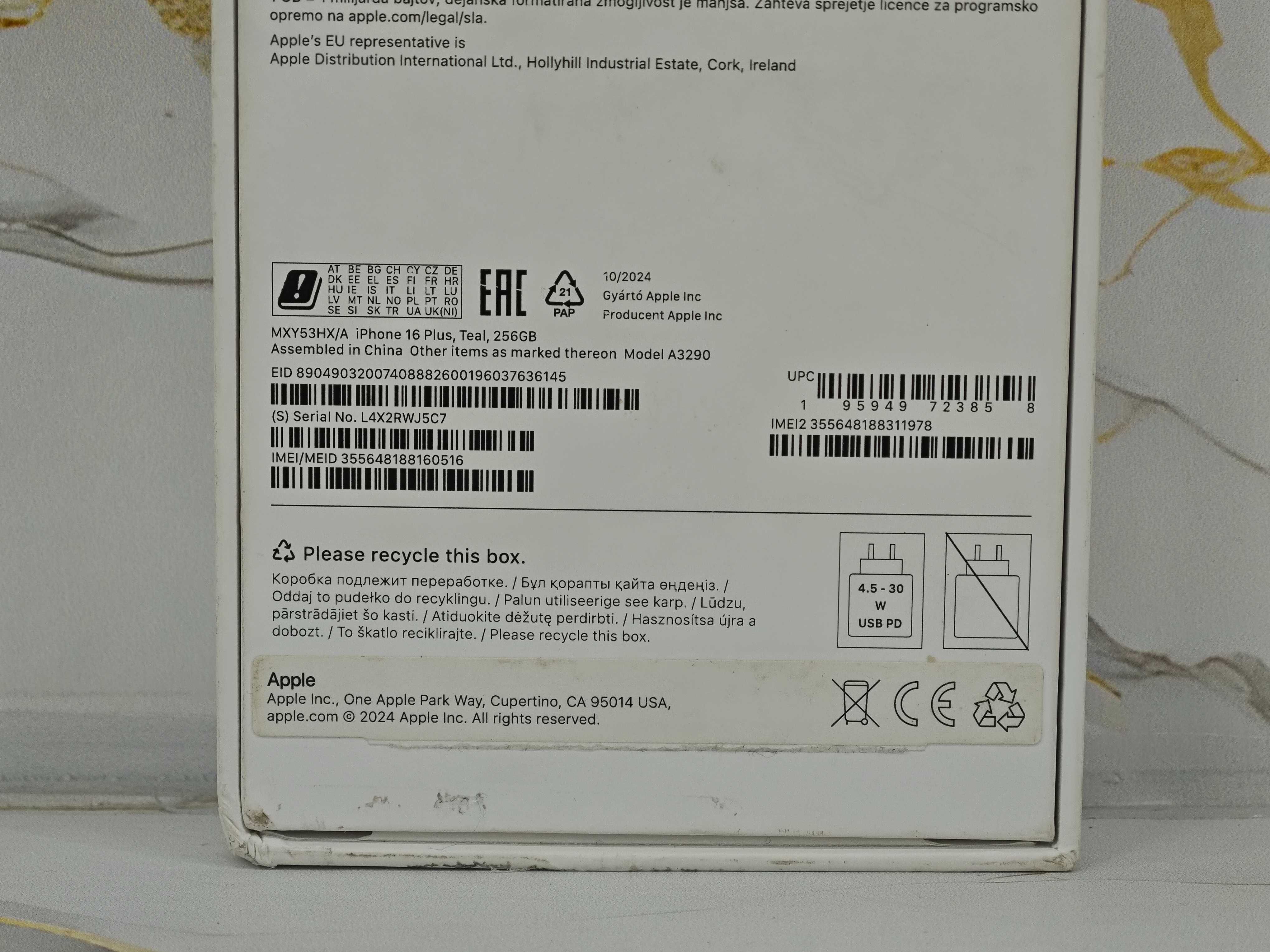 Smartfon Apple iPhone 16 Plus 8GB / 256GB 100% blokada IMEI