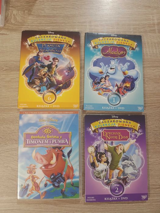 4 bajki DVD Disney Aladyn, Planeta skarbów, Dzwonnik .. i Dookoła