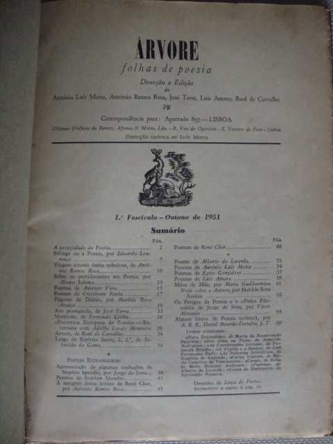 Revista - Árvore : folhas de poesia- 4 volumes 1951 a 1953