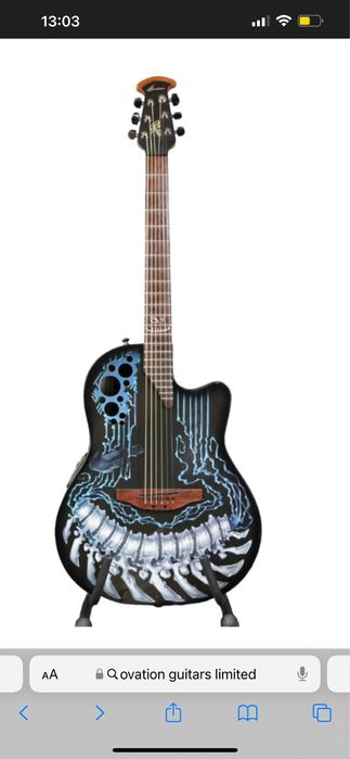 Ovation DJA 34 Limited Edition DJ Ashba Chrome Bone Electric Guitar