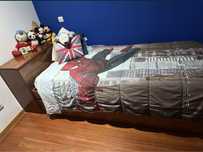Cama madeira macica Cerne e cabeceira com interior para arrumos