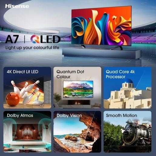 TV 50" QLED Hisense 50A7NQ UltraHD 4K SmartTV OS VIDAA U7.6 Wi-Fi 5Gz