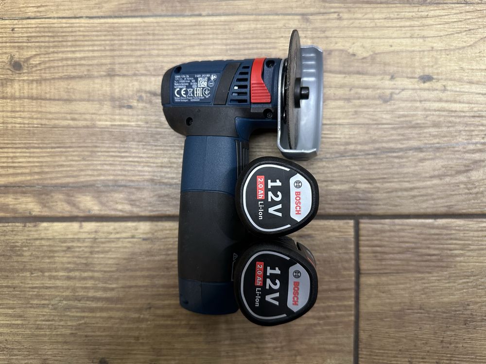 Szlifierka kątowa BOSCH GWS 12V-76 + 2x bateria 2AH + ładowarka