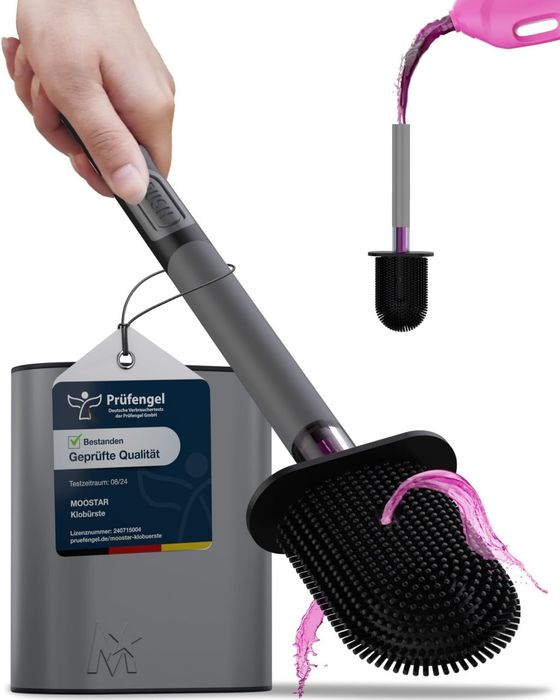 Силіконова щітка для унітазу MooStar 1 шт. з тримачем