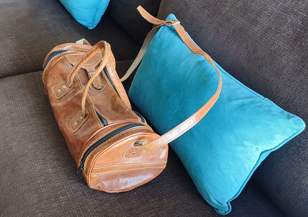 Saco de Desporto ou Viagem, em Couro, Pele Genuína