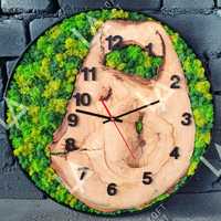 Настінний металевий годинник в стилі лофт, LOFT часы из дерева и мха
