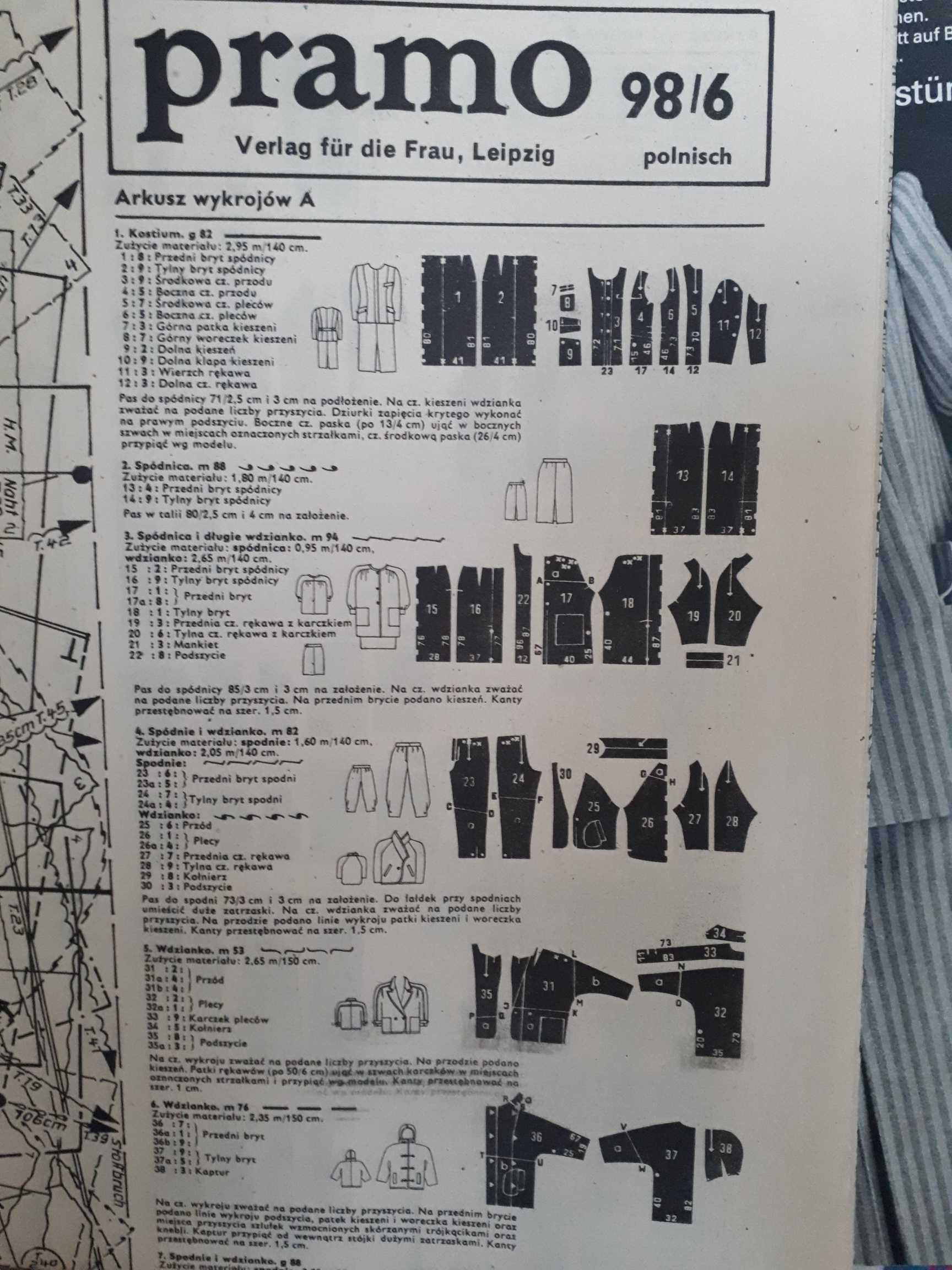 Pramo gazeta modowa, moda wykroje stare komplet 20 sztuk