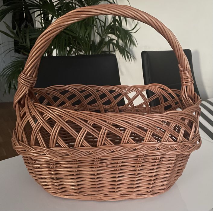 Koszyk Wiklinowy owalny z rączką 38x39x21 cm NOWY