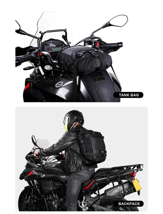 Bolsa Banco Traseiro Moto 10L/20L/30L - Impermeável Fixação por Fitas