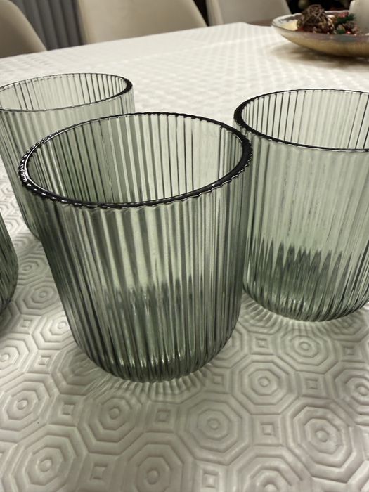 12 Copos de água Riscas verdes 27cl novos