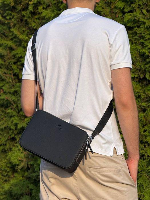 Сумка Lacoste Reporter Bag мужская через плечо барсетка Lacoste чорна