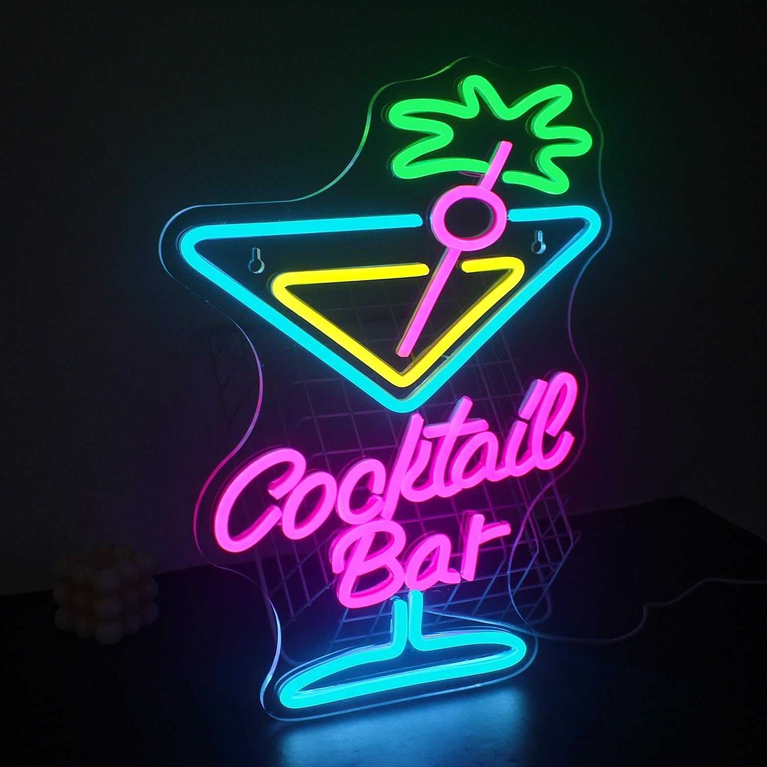 Sinal de Luz Néon LED - Copo Cocktail Bar - Decoração Néon LED