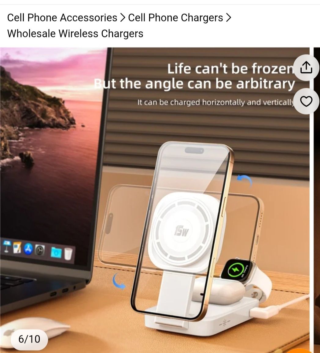 C40 3 w 1 składany stojak ładujący telefon zegarek słuchawki 15 W