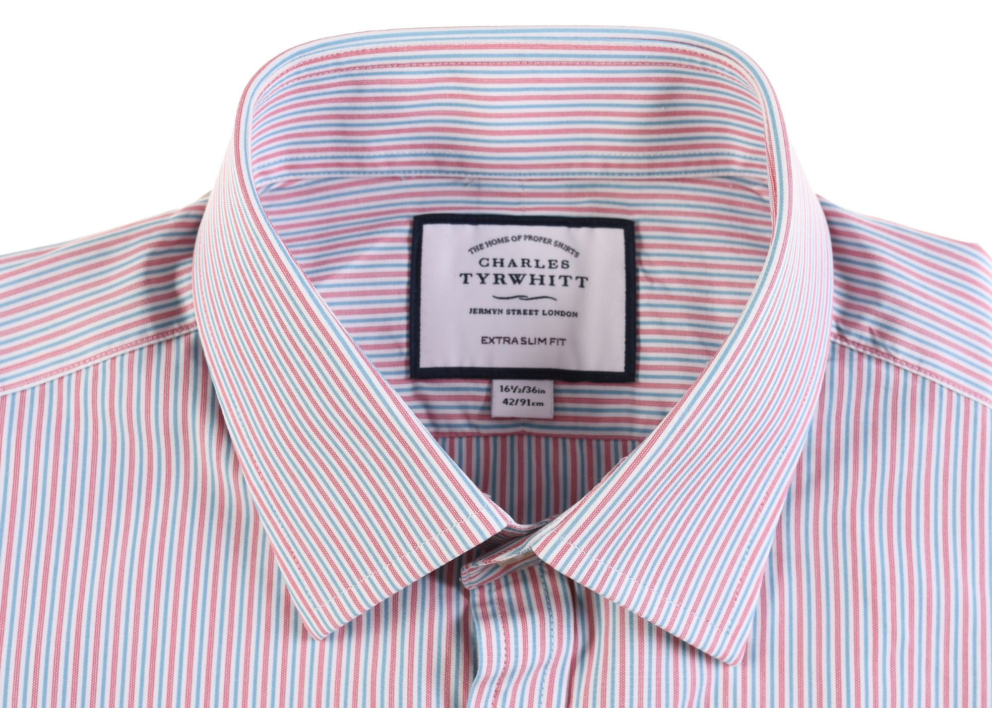 CHARLES TYRWHITT EXTRA SLIM koszula męska różowy prążek bawełna L k 42