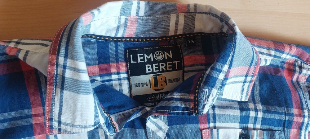 Koszula męska młodzieżowa w kratkę Lemon Beret 176