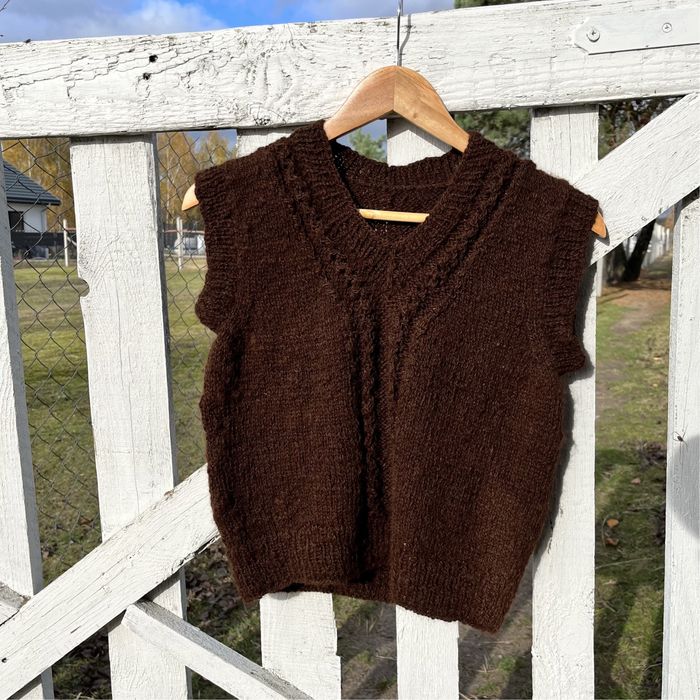 Kamizelka damska wełna alpaka 100% S ręcznie robiona handmade