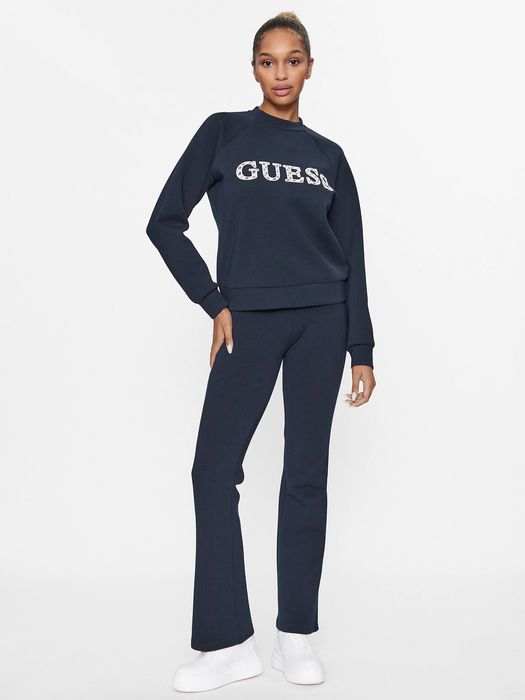 Guess 36 S Spodnie Damskie Dresy Granatowe Logo Na Gumie D1914