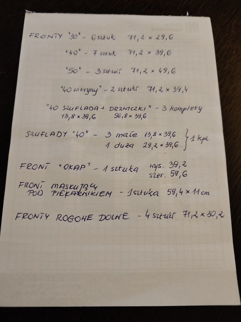FRONTY kuchenne dębowe stylowe białe specyfikacja/wymiary