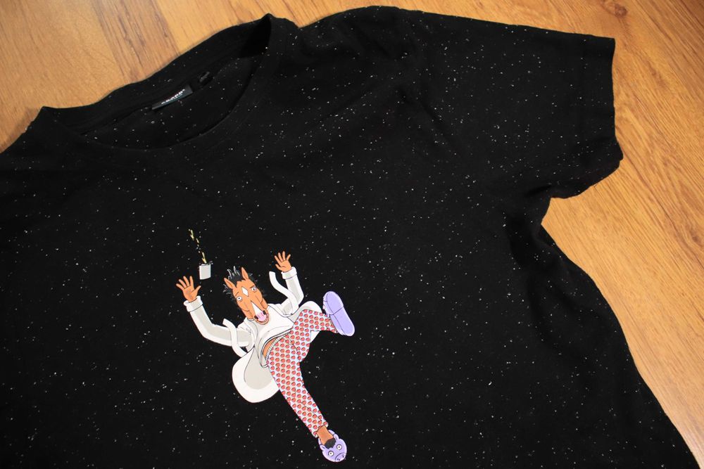 T-shirt Cropp r. XS czarny kr rękaw bawełniany Bojack Horseman