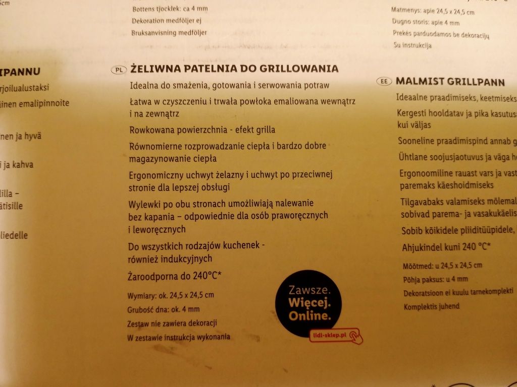 Żeliwna patelnia do grillowania Ernesto