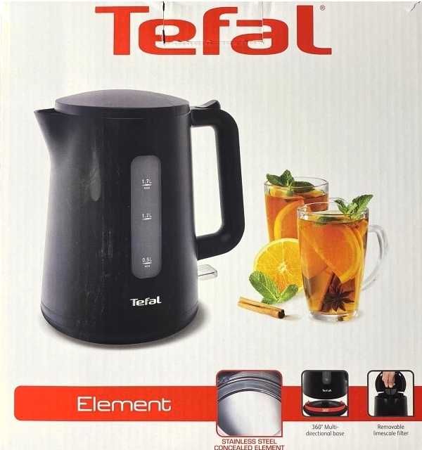 Czajnik bezprzewodowy  Tefal Element KE01 czarny obrotowy 1,7L 2400W