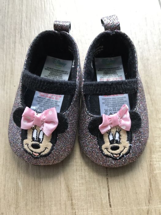 Balerinki niechodki brokatowe Minnie rozmiar 16, 3-6 miesiecy, 9,5 cm