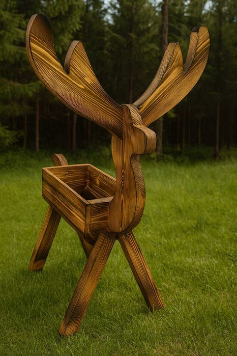 Donica kwietnik JELONEK, JELEŃ ozdoba z DREWNA na prezent ogród dom