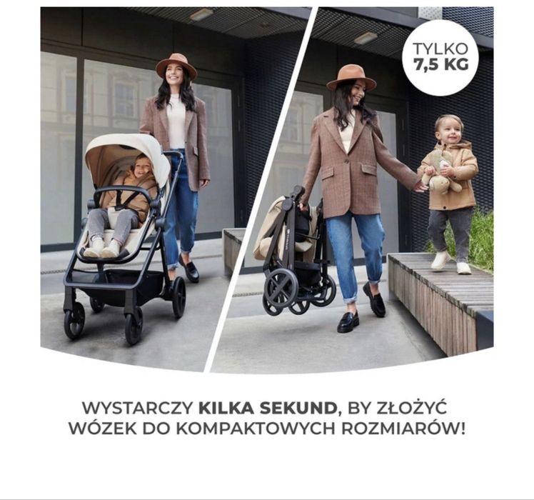 Wózek wielofunkcyjny KINDERKRAFT Newly 3w1 Mink Pro nowy
