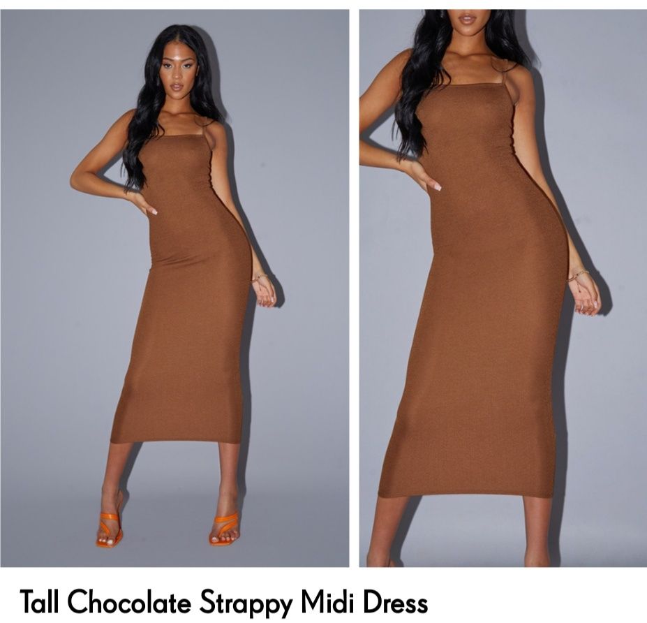 Сукня приталенна, коричневого кольору PrettyLittleThing