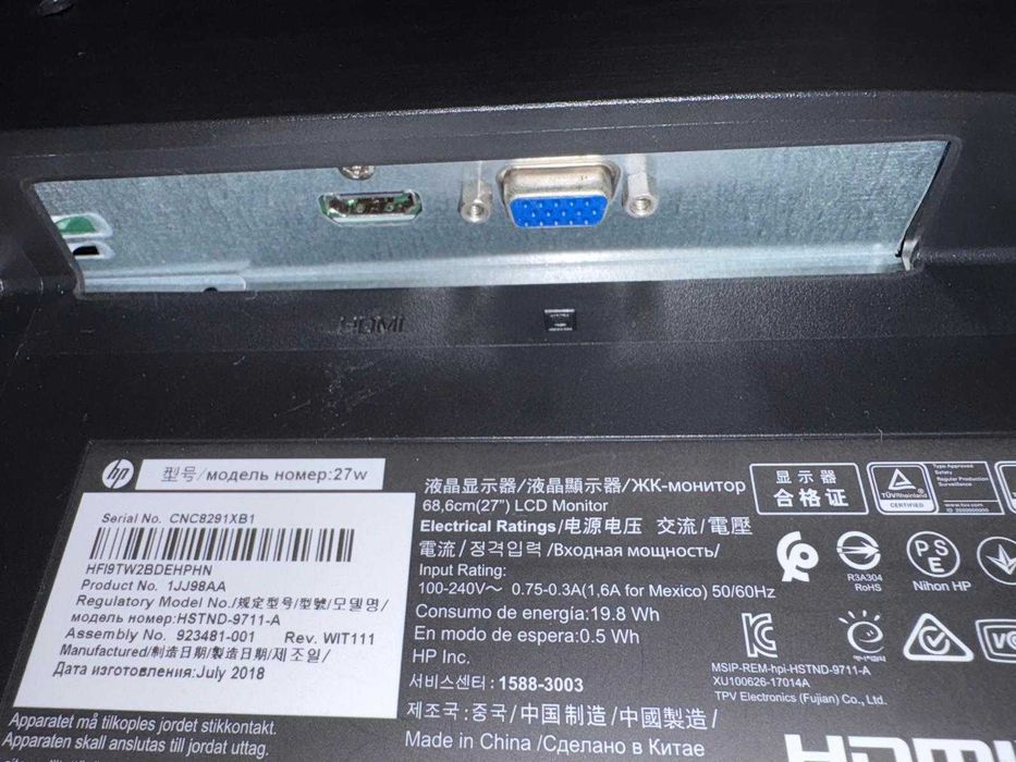 Monitor HP 27w Full HD 27" IPS LCD