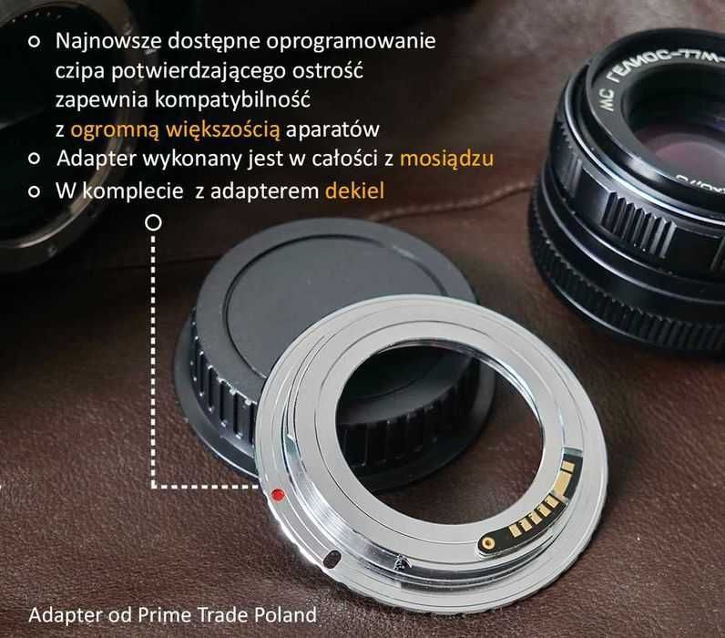 Adapter M42 - Canon EOS gwin 42 mm BEZ BLOKADY dla Takumar Carl Zeiss