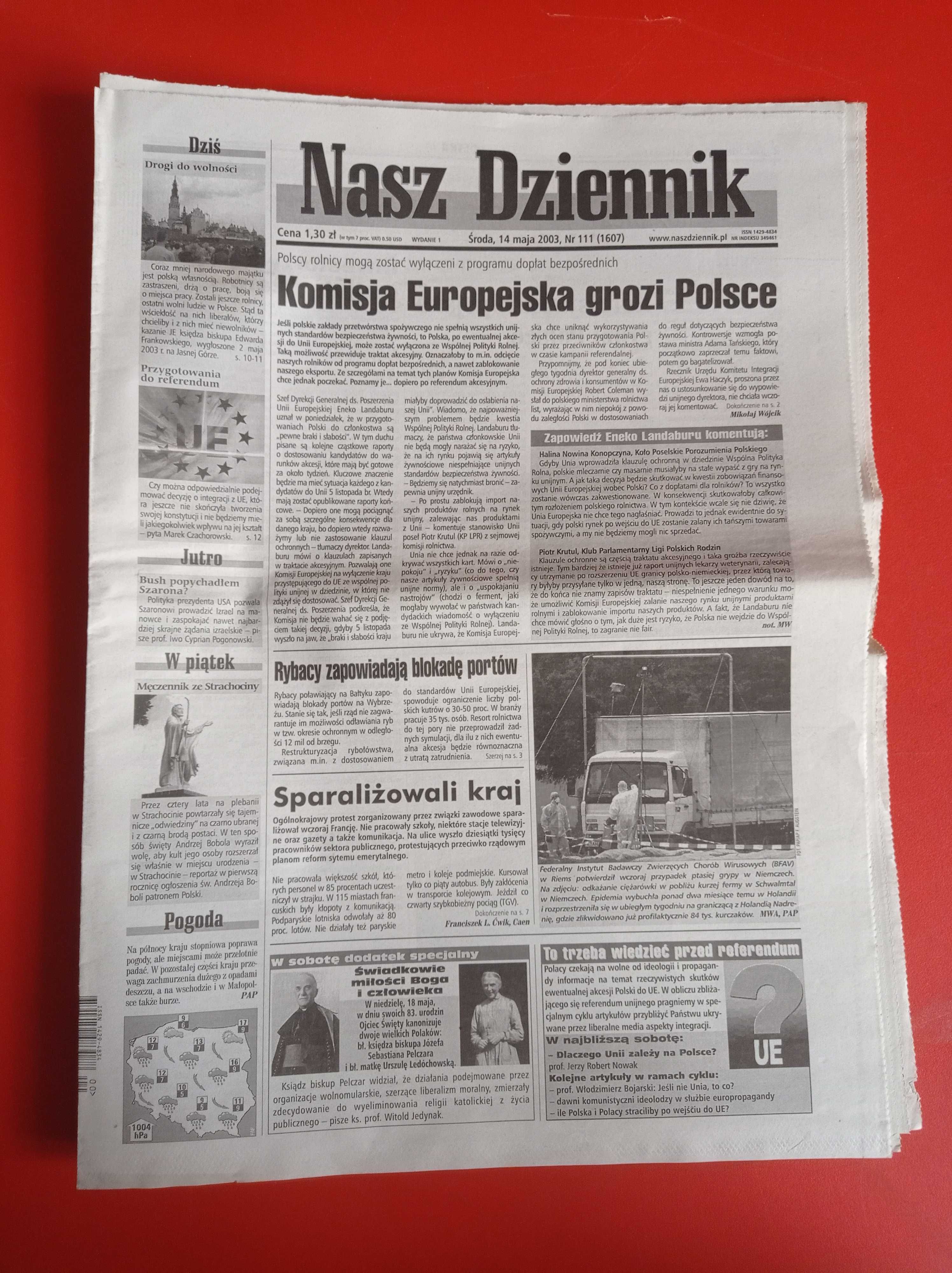 Nasz Dziennik, nr 111/2003, 14 maja 2003