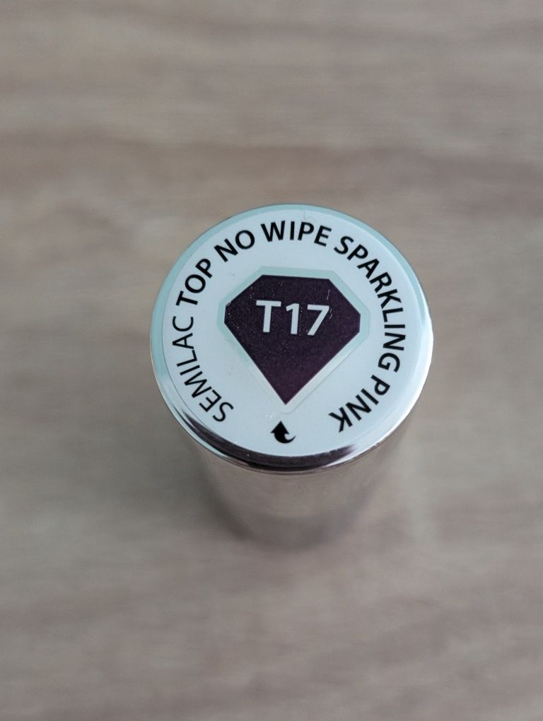Nowy brokatowy lakier hybrydowy semilac top no wipe sparkling pink T17