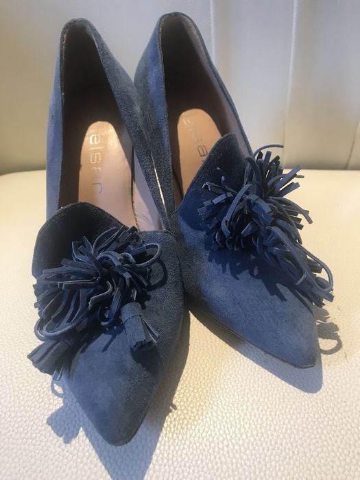 Helsar sapatos de salto alto 39 camurça azul como novos
