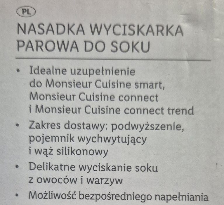 Monsieur cuisine smart, nasadka wyciskarka do soku