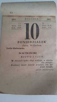 Oryginalne kartki z kalendarza Rocznik 1955 i 1959