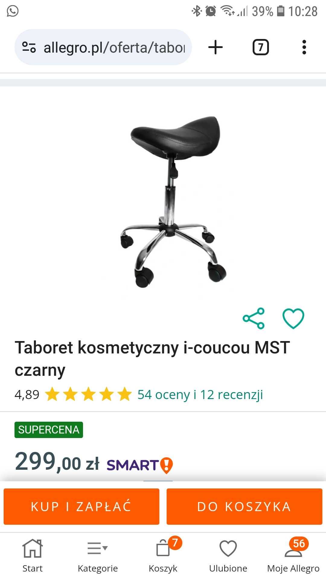 Taboret kosmetyczny i-coucou MST czarny