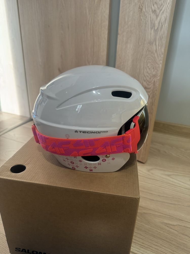 Kask google worek  nariarskie snowboardowe dziecięce Tecno Pro 4F